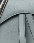 Grained Calfskin Saddle Bag With Strap Stone Grey