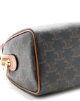 Triomphe Canvas Calfskin Small Boston Bag Tan