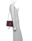 Calfskin Crocodile Embossed Medium Classic Monogram Kate Tassel Satchel Dark Red