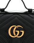 Calfskin Matelasse Mini GG Marmont Top Handle Shoulder Bag Black