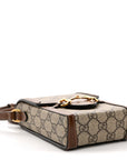 GG Supreme Monogram Mini Horsebit 1955 Crossbody Bag Beige Brown Sugar