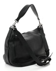 Grained Calfskin Saddle Soft Bag Black