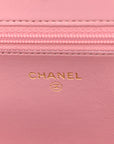 Metallic Lambskin Quilted Boy Wallet On Chain WOC Pink