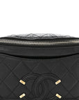 Caviar Quilted Filigree Waist Bag Black