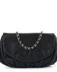 Lambskin Half Moon Wallet On Chain WOC Black