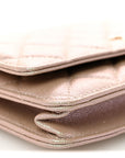 Iridescent Caviar Quilted Wallet on Chain WOC Beige