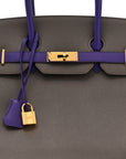 Epsom Bi-Color Horseshoe Birkin 35 Etain Crocus
