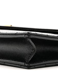Grain De Poudre Matelasse Chevron Monogram Envelope Chain Wallet Black