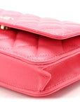 Caviar Quilted Wallet On Chain WOC Dark Pink