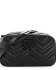 Calfskin Matelasse Monochrome Small GG Marmont Chain Shoulder Bag Black