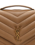 Lambskin Chevron Quilted Large LouLou Natural Tan