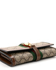 GG Supreme Monogram Azalea Calfskin Web Jackie 1961 Chain Wallet Beige Ebony Brown Sugar