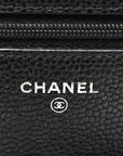 Caviar Quilted Wallet on Chain WOC Black
