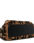 Shearling Nappa Macro FF 1974 Mini Peekaboo Iconic Satchel Tobacco Black