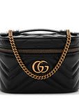 Calfskin Matelasse Chevron Mini GG Marmont Top Handle Bag Black