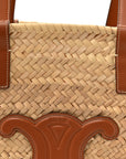 Raffia Calfskin Triomphe Medium Panier Tan