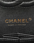 Iridescent Lambskin Quilted Medium Double Flap Black