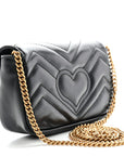 Calfskin Matelasse Super Mini GG Marmont Shoulder Bag Black