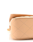 Caviar Quilted Medium Double Flap Beige