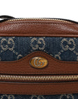 New Denim GG Monogram Dollar Calfskin Mini Ophidia Shoulder Bag Blue Tea Cuir Epilog