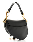 Grained Calfskin Mini Saddle Bag Black