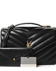 Lambskin Chevron Quilted Large LouLou Black