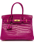 Shiny Niloticus Crocodile Birkin 30 Rose Scheherazade