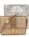Raffia Calfskin 30 Montaigne Flap Bag Beige
