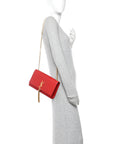 Smooth Calfskin Medium Classic Monogram Kate Tassel Satchel Lipstick Red
