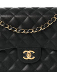Caviar Quilted Jumbo Double Flap Black