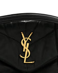 Lambskin Quilted Small Loulou Puffer Monogram Chain Satchel Black