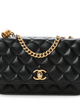 Lambskin Quilted Pillow Crush Wallet On Chain WOC Black
