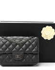 Metallic Sheepskin Quilted 2.55 Reissue Mini Flap Dark Silver