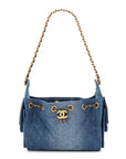 Washed Denim Quilted Mini CHNL 25 Handbag Blue