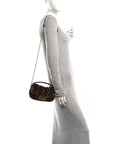 Shearling Vitello Dolce Macro FF 1974 Mini Baguette Tobacco Black