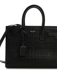 Calfskin Crocodile Embossed Baby Sac De Jour Black