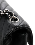 Caviar Chevron Quilted Mini Rectangular Flap Black