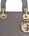 Lambskin Cannage Small Lady D1OR Grey