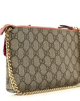 GG Supreme Monogram Face Embroidered Wrist Wallet Pink
