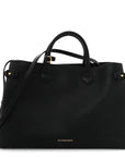 Grainy Calfskin House Check Large Banner Tote Black