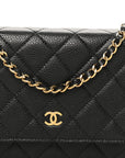 Caviar Quilted Wallet on Chain WOC Black