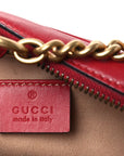 Calfskin Matelasse Mini GG Marmont Chain Shoulder Bag Hibiscus Red
