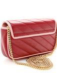 Azalea Calfskin Enamel Matelasse Diagonal Super Mini Torchon GG Marmont Shoulder Bag New Cherry Red Wild Rose