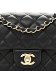 Lambskin Quilted Mini Rectangular Flap Black