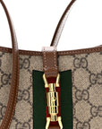 GG Supreme Monogram Azalea Calfskin Web Mini Jackie 1961 Hobo Beige Ebony Brown Sugar