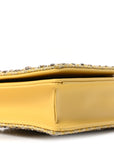 Calfskin Satin Bead Embroidery Lady D1OR Clutch Gold Yellow