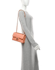 Lambskin Quilted Small Double Flap Light Orange