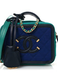 Jersey Quilted Small CC Filigree Vanity Case Blue Green