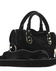 Baby Daim Suede Gold Metallic Edge Hardware Mini City Black