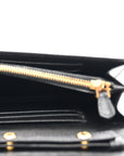 Saffiano Metal Flap Wallet With Strap Black